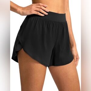 Women's Black Soothfeel High Waisted Athletic Running Shorts